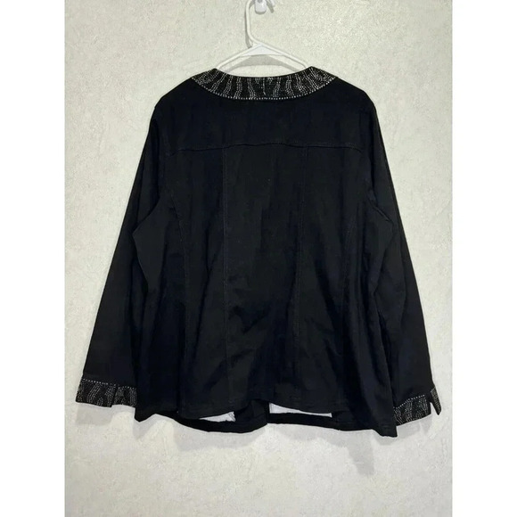 QUACKER FACTORY Black Jacket Rhinestones Button Front SZ 1X Goth Grunge Casual - Picture 3 of 9
